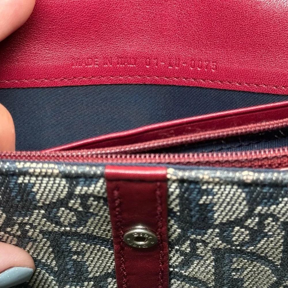 ❤️Christian Dior Red Navy Trotter Canvas Long Wallet, Italy❤️